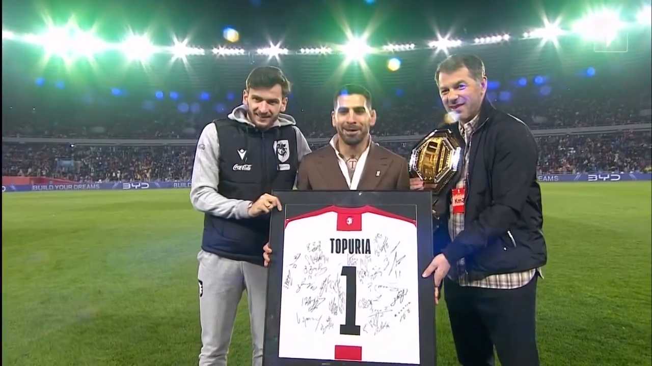 ილია თოფურიამ "დინამო არენაზე" საჩემპიონო ქამარი წარადგინა [VIDEO]